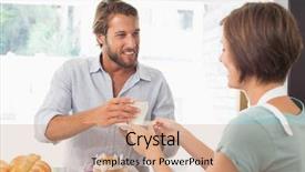  Presentation with coffee shop - Amazing PPT theme having interior of bathroom with sink basin faucet and mirror modern design of bathroom backdrop and a coral colored foreground.