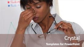  Presentation with strong black woman - PPT theme with pretty black woman having migraine background and a violet colored foreground