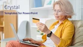  Presentation with products supermarket - Theme having pretty-blond-female-looking background and a sky blue colored foreground