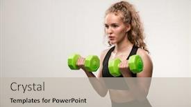  Presentation with isolation - PPT theme enhanced with pretty-blond-fit-girl background and a mint green colored foreground