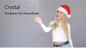  Presentation with merry chrismas - Presentation theme featuring pretty blond girl enjoy chrismas background and a light gray colored foreground