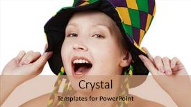  Presentation with customer service face of pretty - Presentation enhanced with pretty blond girl in clown background and a coral colored foreground