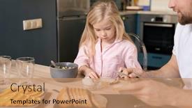  Presentation with corn flakes - PPT layouts consisting of pretty-blond-little-girl-spreading background and a coral colored foreground