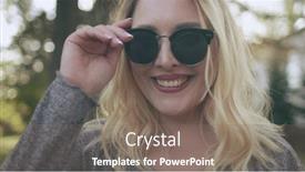  Presentation with powerful - Presentation theme consisting of pretty-blonde-girl-laugh-sunglasses background and a gray colored foreground