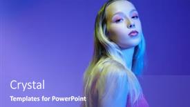  Presentation with girl model - Theme consisting of pretty-blonde-girl-model background and a light blue colored foreground