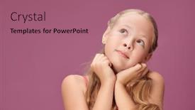  Presentation with pretty girl - Slide set with pretty-blonde-girl-with-wavy background and a violet colored foreground