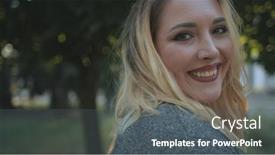  Presentation with pretty girl - PPT theme enhanced with pretty-blonde-woman-plus-size background and a dark gray colored foreground