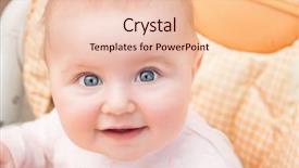  Presentation with blue eyes technology close up - Audience pleasing slide deck consisting of pretty blue-eyed baby close backdrop and a  colored foreground