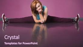  Presentation with break dance - PPT theme consisting of young woman sportswear performing - pretty break dancer doing background and a tawny brown colored foreground