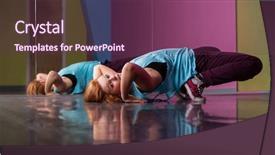 Presentation with break dance - Cool new presentation with pretty break dancer doing a back bend in the dance studio backdrop and a violet colored foreground