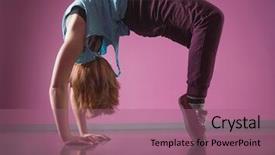  Presentation with break dance - Audience pleasing theme consisting of pretty break dancer doing a back bend in the dance studio backdrop and a violet colored foreground