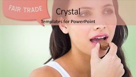  Presentation with candy cane christmas - Amazing presentation theme having pretty brunette eating chocolate candy backdrop and a  colored foreground