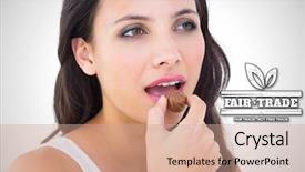  Presentation with candy cane - Audience pleasing presentation design consisting of pretty brunette eating chocolate candy backdrop and a  colored foreground