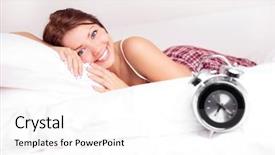  Presentation with pretty girl - Slides enhanced with get up early - pretty brunette girl sleeping background and a white colored foreground