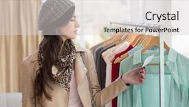  Presentation with price - Slides enhanced with pretty brunette looking the price background and a  colored foreground