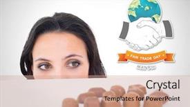  Presentation with white chocolate - Colorful slide deck enhanced with pretty brunette peeking at chocolate backdrop and a  colored foreground