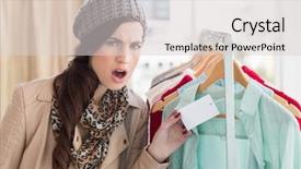  Presentation with price - PPT layouts featuring pretty brunette shocked at price background and a lemonade colored foreground