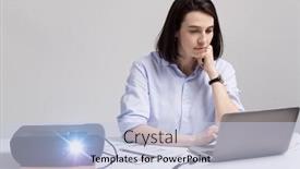  Presentation with projector - Slide deck with pretty-brunette-student-looking background and a lemonade colored foreground