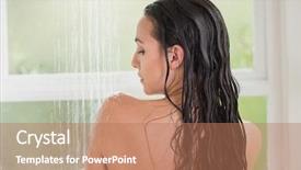  Presentation with bathroom - PPT layouts with pretty brunette taking a shower background and a coral colored foreground