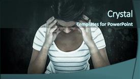  Presentation with black hands - Amazing presentation design having pretty brunette with head on hands against black backdrop and a tawny brown colored foreground