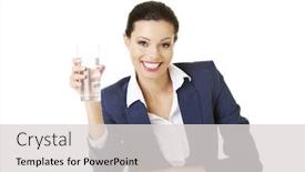  Presentation with mineral - Amazing presentation having pretty business woman sitting at the desk and holding mineral water in glass backdrop and a light gray colored foreground