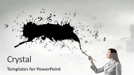  Presentation with paint brush - PPT theme having pretty businesswoman holding paint brush background and a  colored foreground