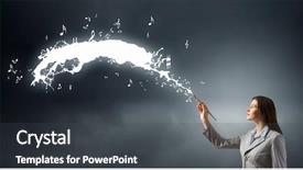  Presentation with paint brush - Cool new PPT theme with pretty businesswoman holding paint brush backdrop and a  colored foreground