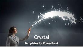  Presentation with paint brush - Colorful presentation enhanced with pretty businesswoman holding paint brush backdrop and a dark gray colored foreground