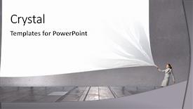  Presentation with clothing - Cool new PPT layouts with pretty businesswoman pulling clothing blank backdrop and a white colored foreground