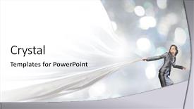  Presentation with blank - Beautiful presentation theme featuring pretty businesswoman pulling white blank backdrop and a white colored foreground