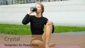  Presentation with drinking water - Slide deck consisting of pretty-caucasian-woman-drinking-water background and a  colored foreground