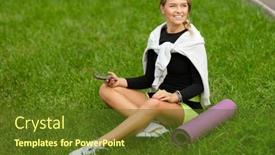  Presentation with healthy lifestyle - Slides with pretty-caucasian-woman-sitting background and a  colored foreground