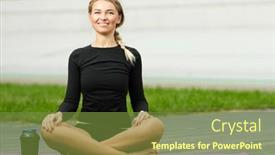  Presentation with sukhasana - Theme featuring pretty-caucasian-woman-sitting background and a tawny brown colored foreground