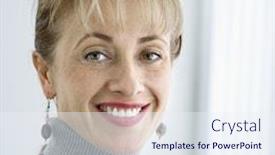  Presentation with happy smiling woman dental health - Presentation design consisting of pretty caucasian woman smiling at viewer background and a sky blue colored foreground