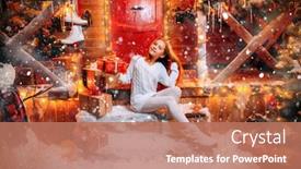  Presentation with miracles - Colorful presentation design enhanced with pretty-child-girl-is-sitting backdrop and a coral colored foreground