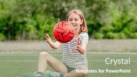  Presentation with pretty girl - PPT theme with pretty-child-girl-sitting background and a seafoam green colored foreground