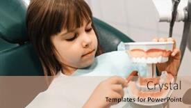  Presentation with dental child - PPT layouts consisting of pretty-child-girl background and a coral colored foreground
