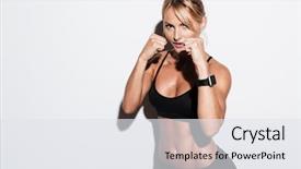  Presentation with kickboxing - Theme having pretty concentrated sportswoman doing kickboxing background and a white colored foreground