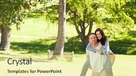  Presentation with couple nature retreat - Cool new presentation theme with pretty couple in the park backdrop and a  colored foreground