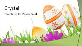  Presentation with daisy - PPT theme featuring pretty easter eggs with daisy background and a  colored foreground