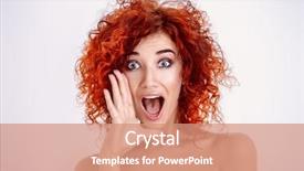  Presentation with cosmetics beauty - Presentation theme with pretty emotional girl with curly background and a coral colored foreground
