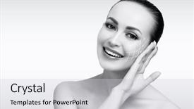  Presentation with shot arrows - PPT theme having pretty face with white arrow background and a light gray colored foreground