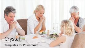  Presentation with christian family - Colorful PPT layouts enhanced with pretty family praying backdrop and a soft green colored foreground