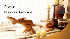  Presentation with luxury hotel - Presentation design featuring pretty female bathing with soap background and a cream colored foreground