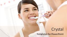  Presentation with teeth - Cool new presentation theme with pretty female brushing her teeth backdrop and a lemonade colored foreground
