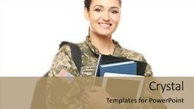  Presentation with pretty female military - Amazing theme having pretty female cadet of military backdrop and a coral colored foreground