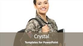  Presentation with pretty female military - Audience pleasing presentation theme consisting of pretty female cadet of military backdrop and a violet colored foreground