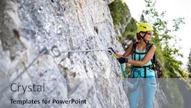  Presentation with rock climbing - Beautiful PPT theme featuring pretty-female-climber backdrop and a light gray colored foreground