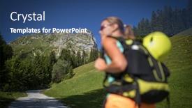  Presentation with rock climbing - PPT theme with pretty-female-climber background and a ocean colored foreground