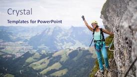  Presentation with rock climbing - Slide deck having pretty-female-climber background and a sky blue colored foreground